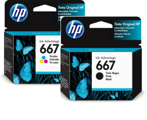 HP 667 Genuine Ink Cartridges Black, Color